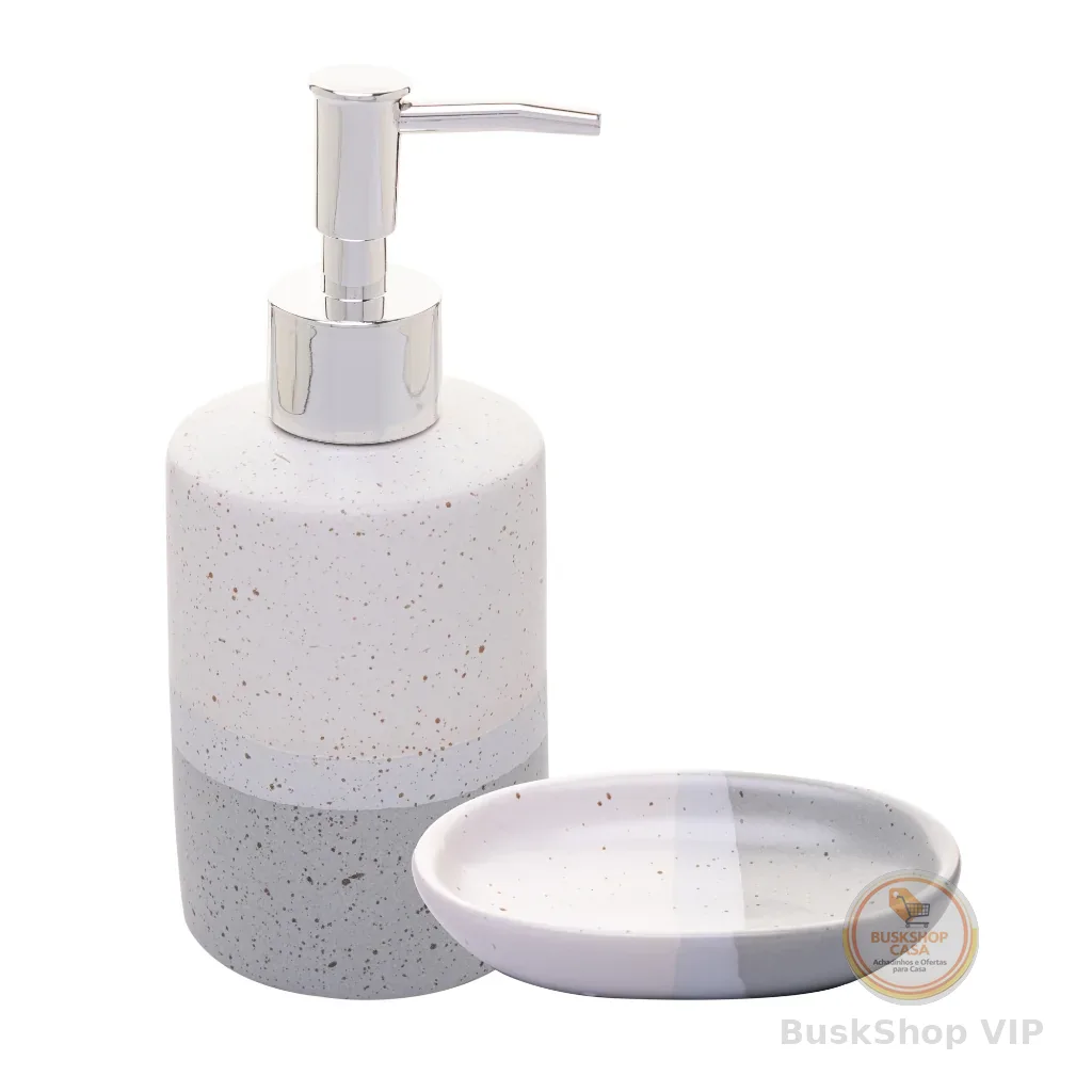 Conjunto 2 Peças para Banheiro de Cerâmica Degradê Cinza - Lyor