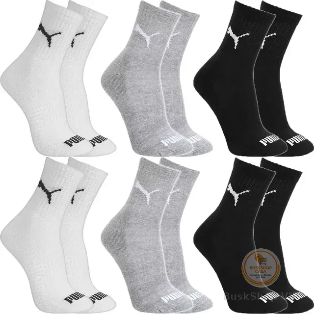 Kit 6 Pares Meias Puma Cano Médio Alto Atoalhada Original