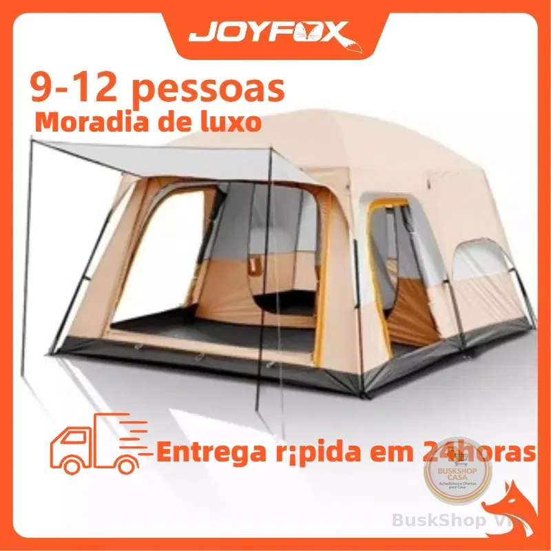 JOYFOX Barraca Camping Acampamento 9-12 Pessoas Grande Família Lux barraca 8 pessoas impermeável