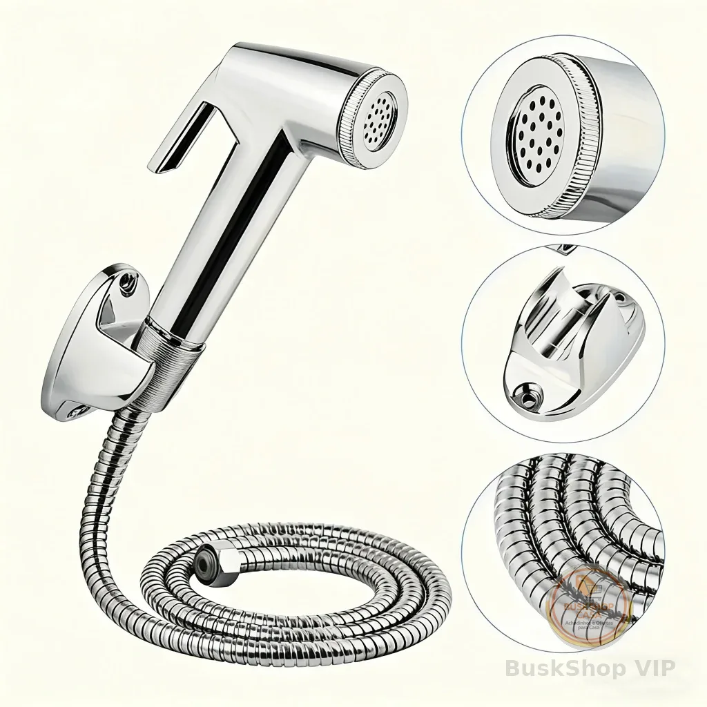 Ducha Higiênica Para Banheiro Completa Luxo Inox Núcleo Da Válvula De Cobre 1,2m Chuveirinho