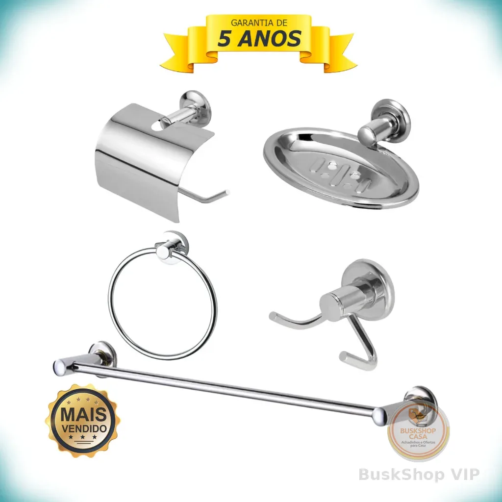 Kit Acessórios P/ Banheiro Aço Inox 5 Peças  Oferta