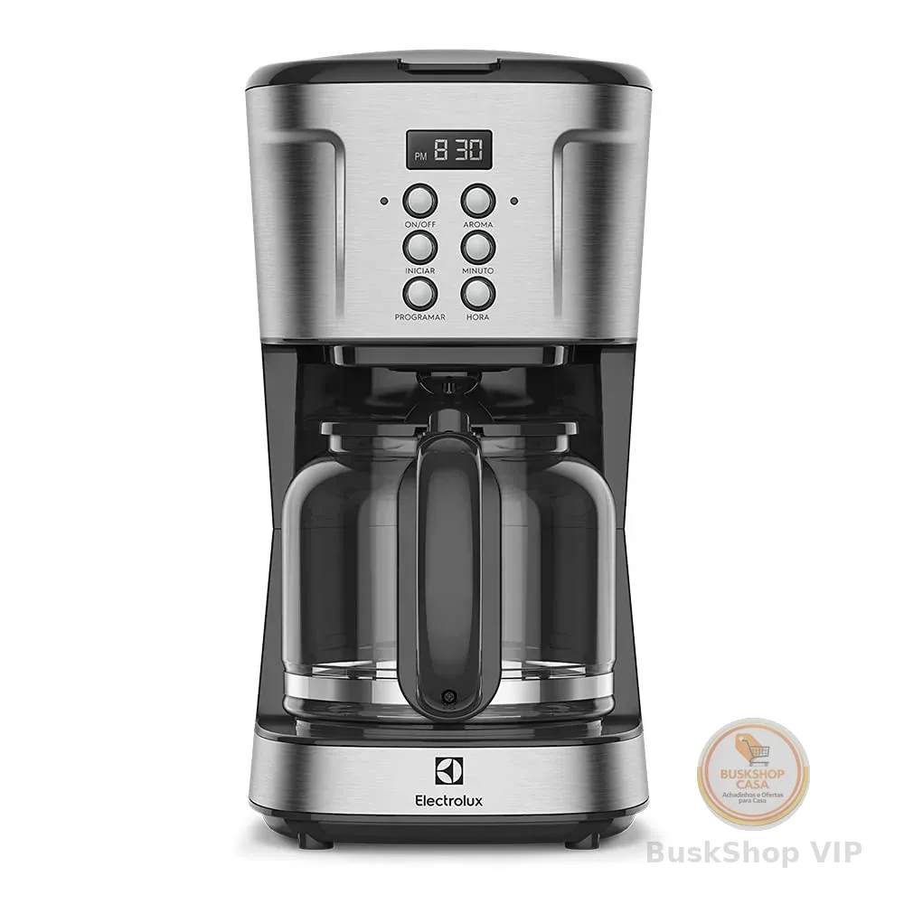 🛍 Cafeteira Elétrica Electrolux inox filtro permanente removivel capacidade 1,5L 38 xicaras função timer painel digital desligamento automatico ECM30 127v, cor aço escovado