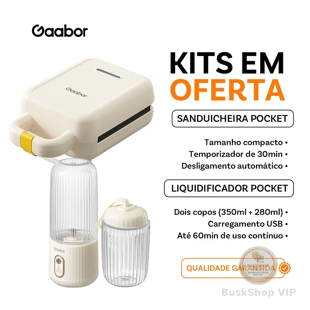 [Venda em combo] Gaabor Sanduicheira Elétrica SM60M +Espremedor de frutas portátil 350 ml + 280 ml FP03T -2