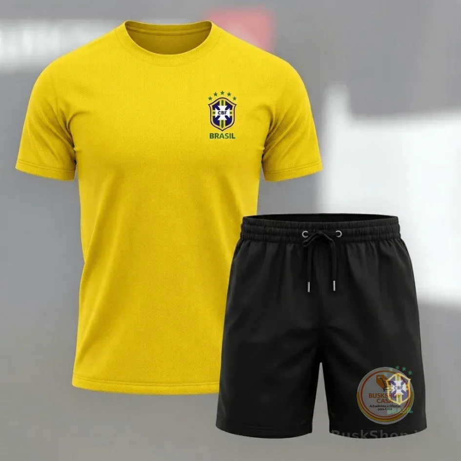 Conjunto - 1 Camisa Dry fit | 1 Short Tactel Mauricinho Esportivo Academia Secagem Rapida Slim + de 1100 vendas recentemente