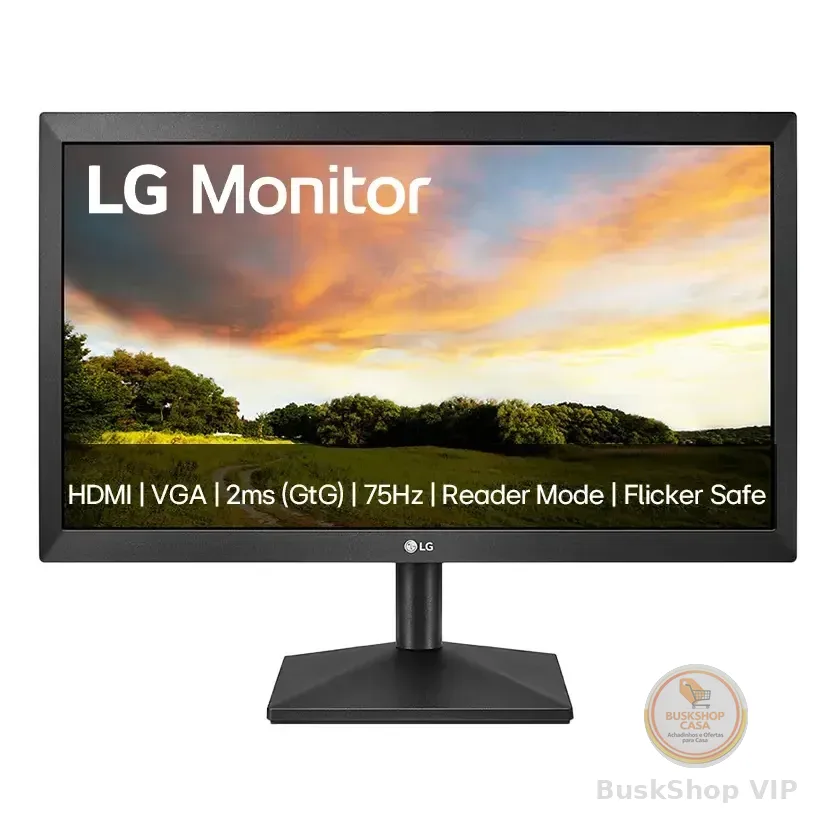 Monitor Pc LG 19.5'' 20mk400h-b Led Hd Hdmi Vga (d-sub) 75hz 2ms(gtg) Ajuste De Inclinação Reader Mode Preto 127/220v