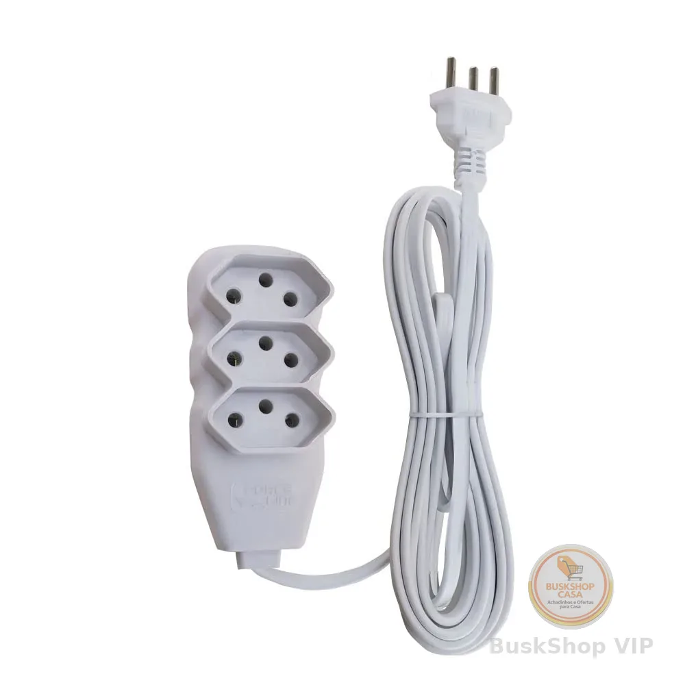 Force Line - Extensão Slim 3 Tomadas Tripolar Bivolt 1 Metro