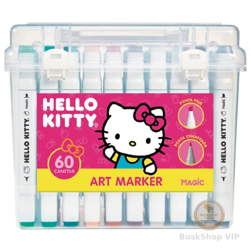 Kit Canetinha Touch Hello Kitty 60 Cores Art Marker - Canetas de Ponta Dupla