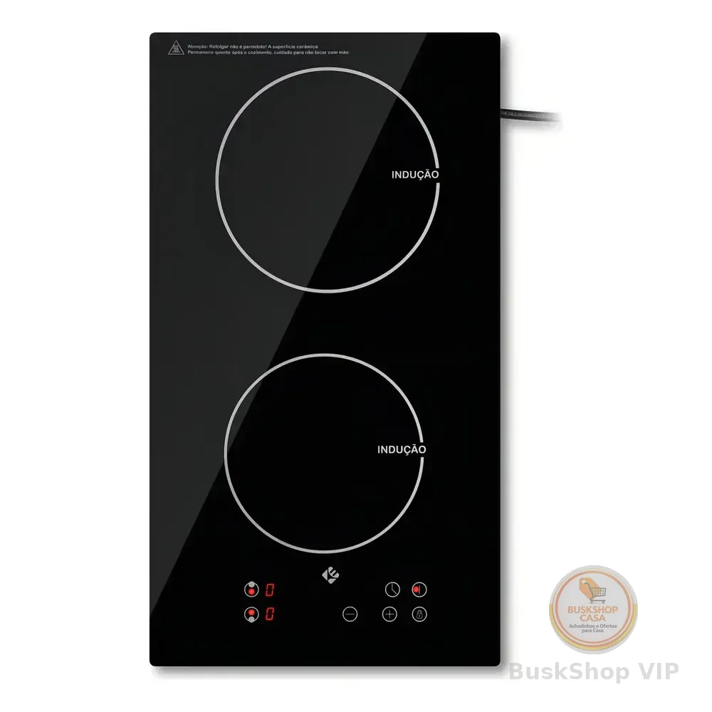 Cooktop De Indução 2 Boca Preto Com Trava De Segurança Painel Touch Screen 220v