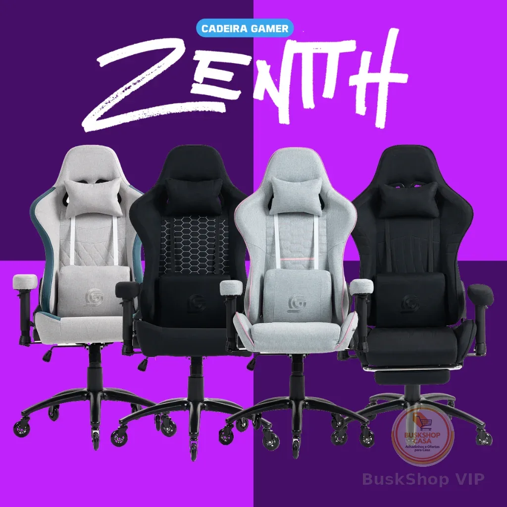 Cadeira Gamer c/ Massageador de Lombar Reclinável Ergonômica até 150kg Profissional Zenith T4M3