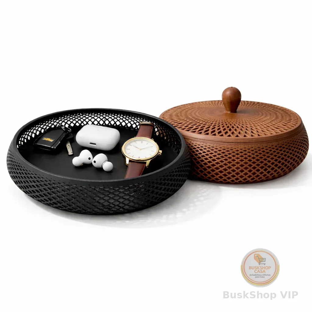 Porta Objetos Cesto Decorativo Organizador Mesa Porta Treco Chaves Relógio Bandeja Moderna Premium