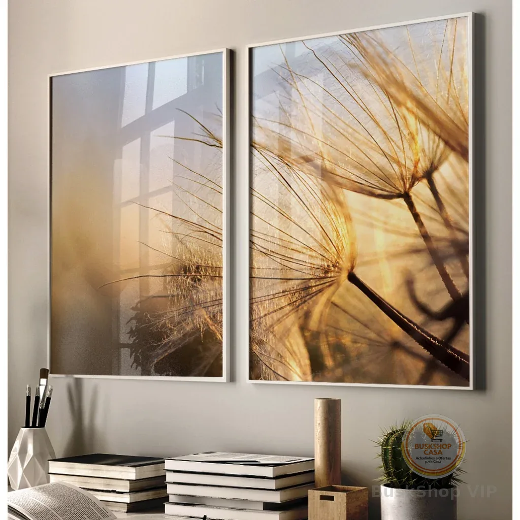 Quadro Paisagem Com Moldura E Vidro Quadro Natureza Sala Quarto Casal Quadro Dente de Leão Floral