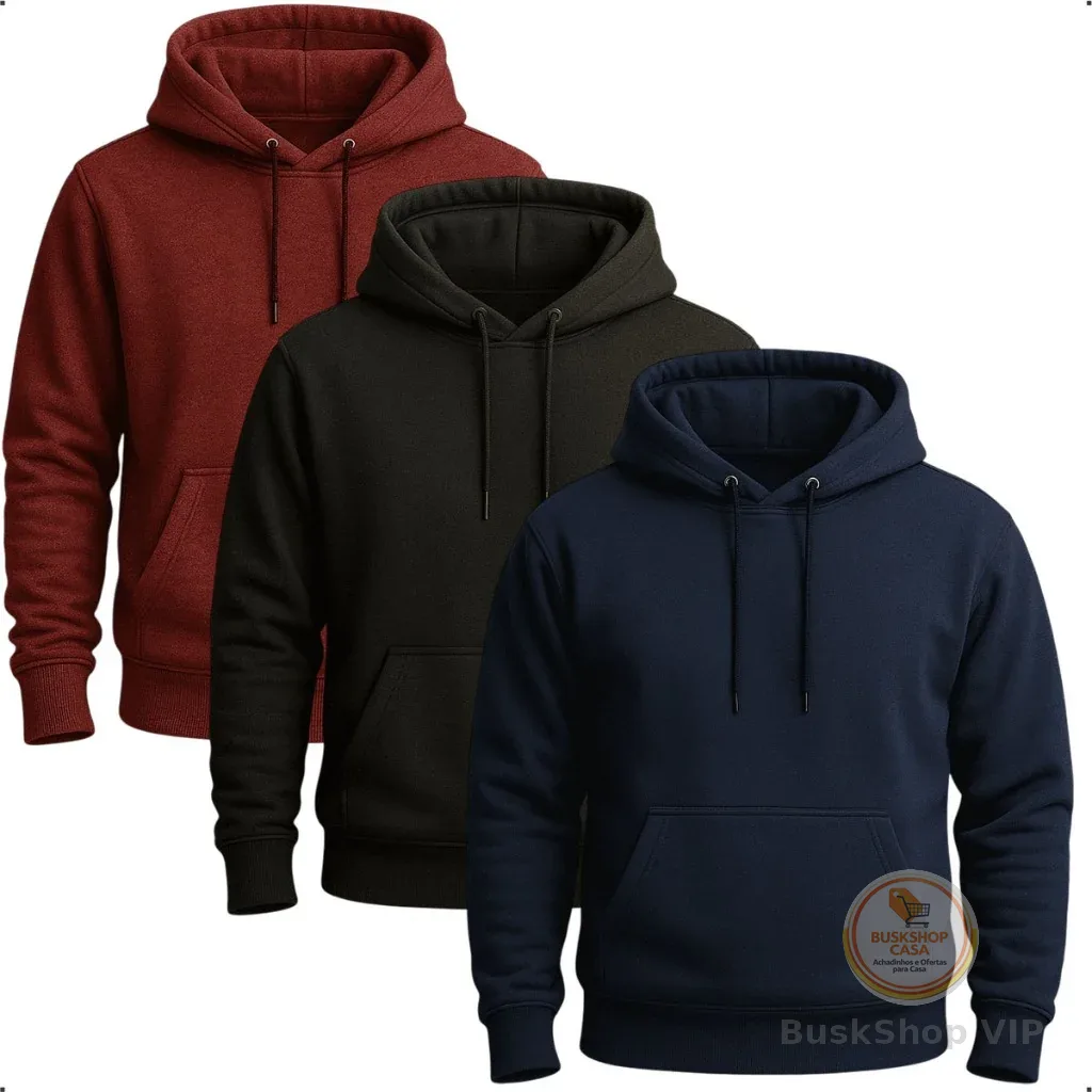 Moletom Masculino Canguru Blusa de Frio Algodão Capuz Liso Basico Casaco Touca Feminino