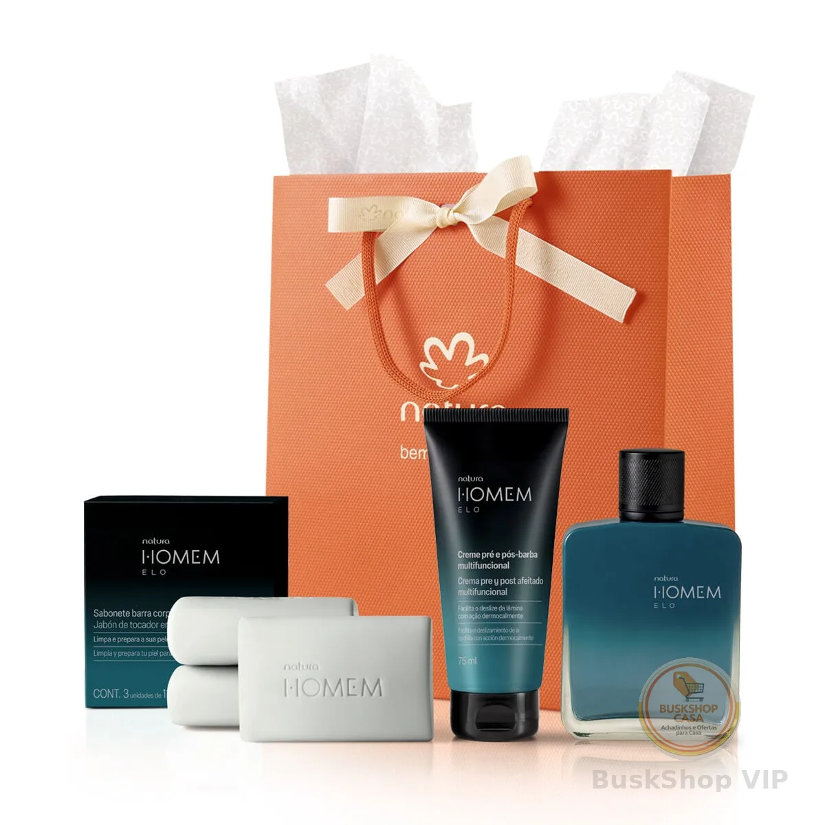 Presente Namorados Colônia + Creme Barba + 3 Sabonetes Homem Elo