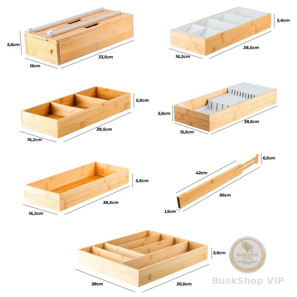 Organizador de Talhares Porta Gaveta em Bambu Varios Modelos Monte seu KIT