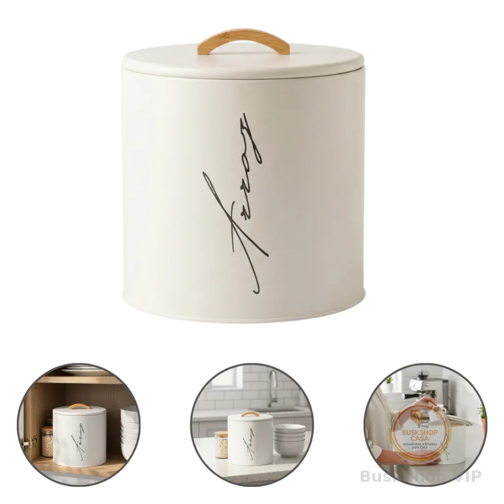 Pote Hermético Mantimentos Lata Alça Bambu Arroz 5 Kg
