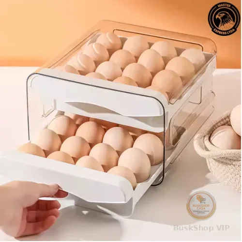 Porta Ovos Acrílico Organizador Geladeira Gaveteiro Dupla Capacidade Cor Branca Envio Imediato