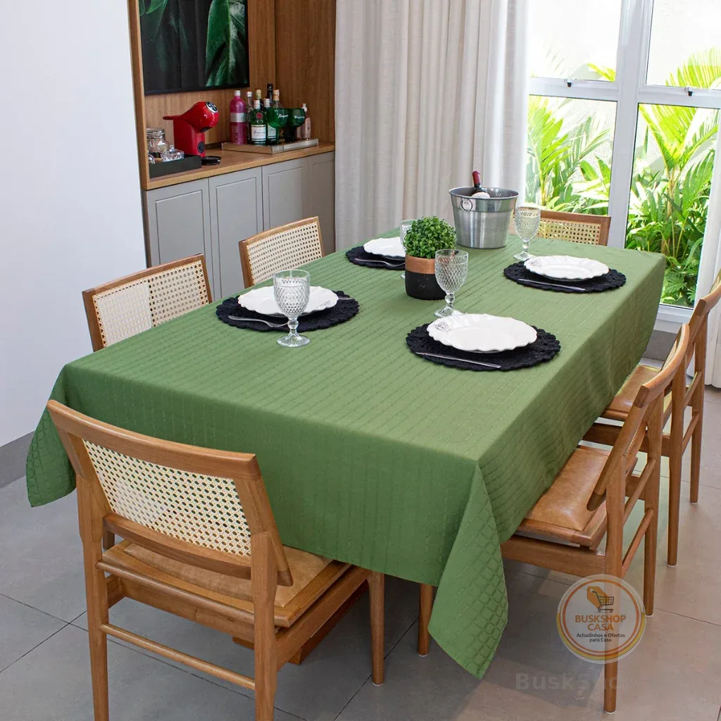 Toalha de Mesa Retangular Lisa 6 Lugares Cadeira 2,10x1,50m Texturatta Cozinha Buffet Festa Cozzilar