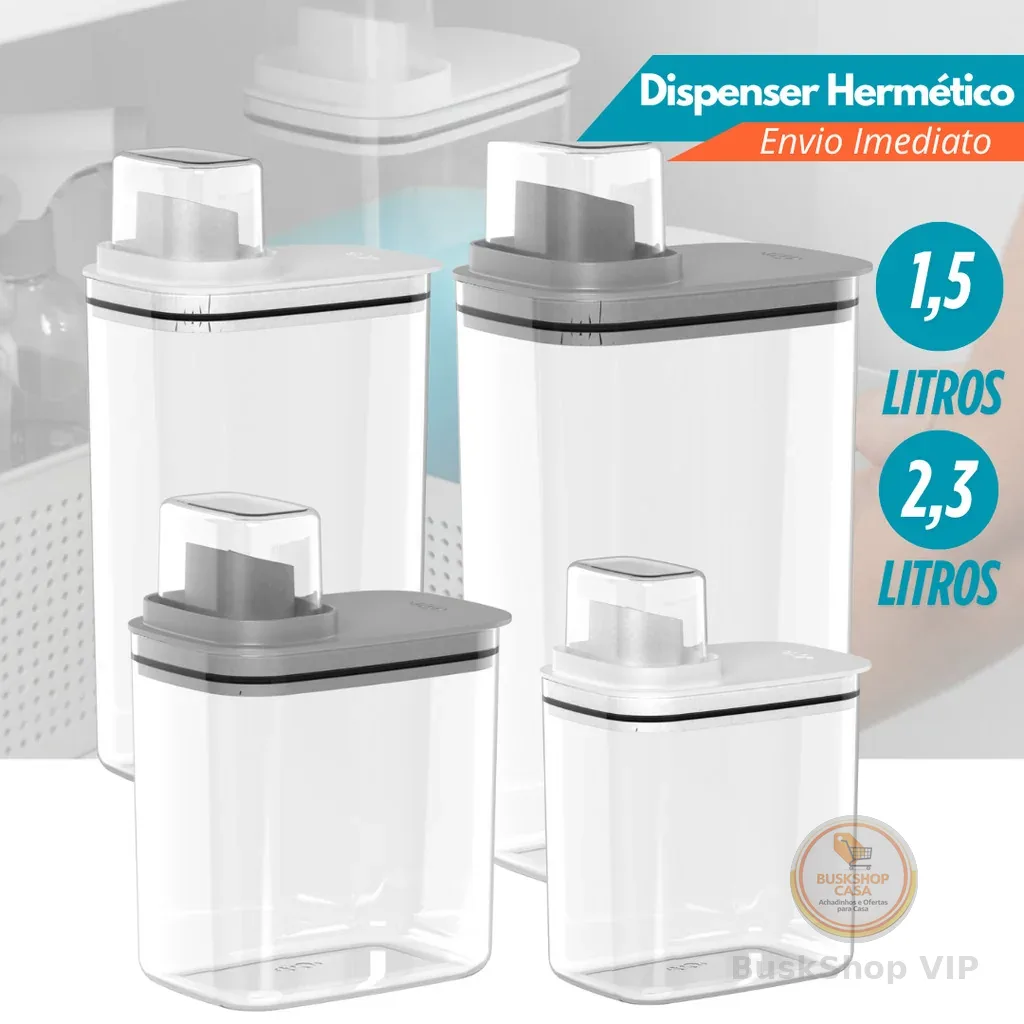 Dispenser Organizador Lavanderia 2,3 e 1,5 Litros Acrílico amaciante sabão em pó Lavanderia