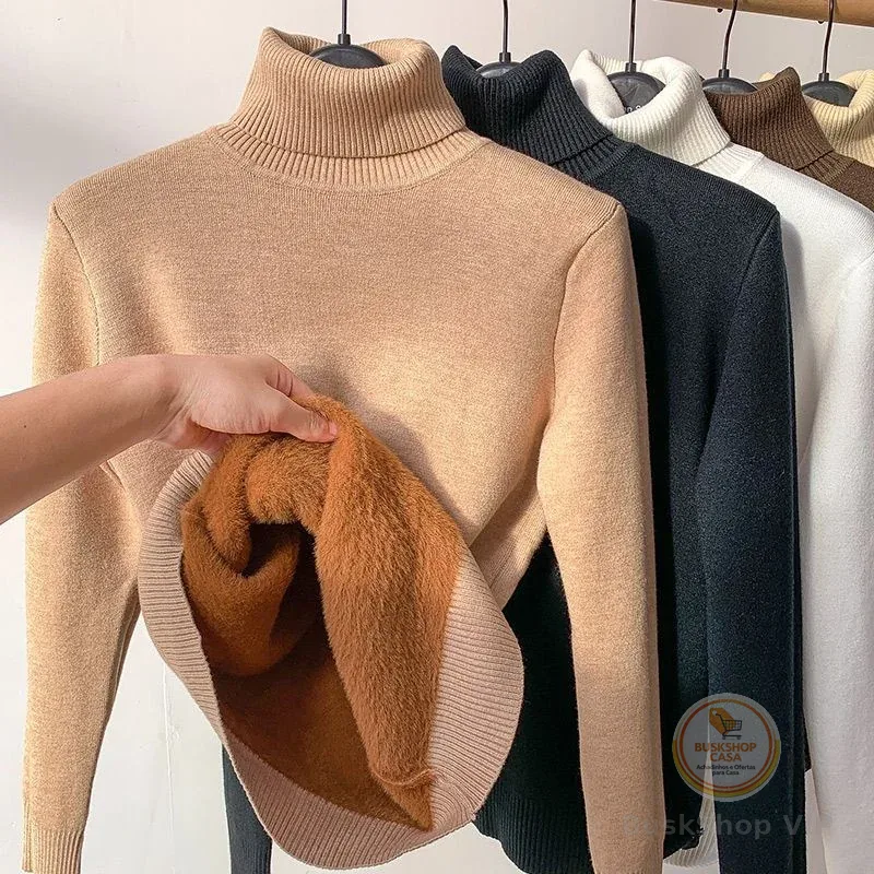 Um Novo Suéter Grosso De Gola Alta Para Mulheres No Inverno 2026 , Combinado Com Elegante top Térmico De Outono E