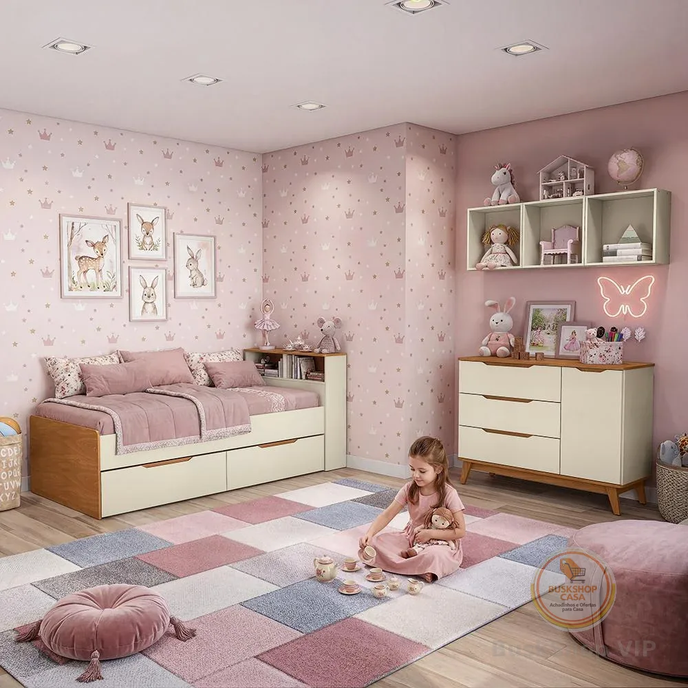 Quarto Infantil Completo 6 Peças Crescer Kappesberg Argila/Jequetiba