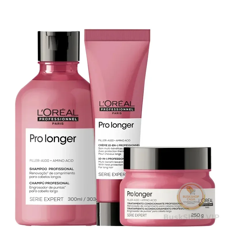 🛍️ Kit Pro Longer Shampoo, Máscara e Leave 150ml - L'Oréal