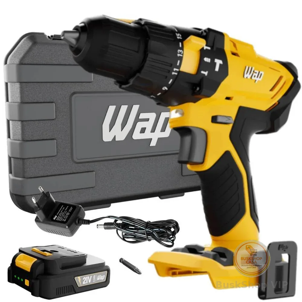 🛍️ Furadeira Parusadeira de impacto 3/8pol bateria 21V com maleta -  K21 ID02
