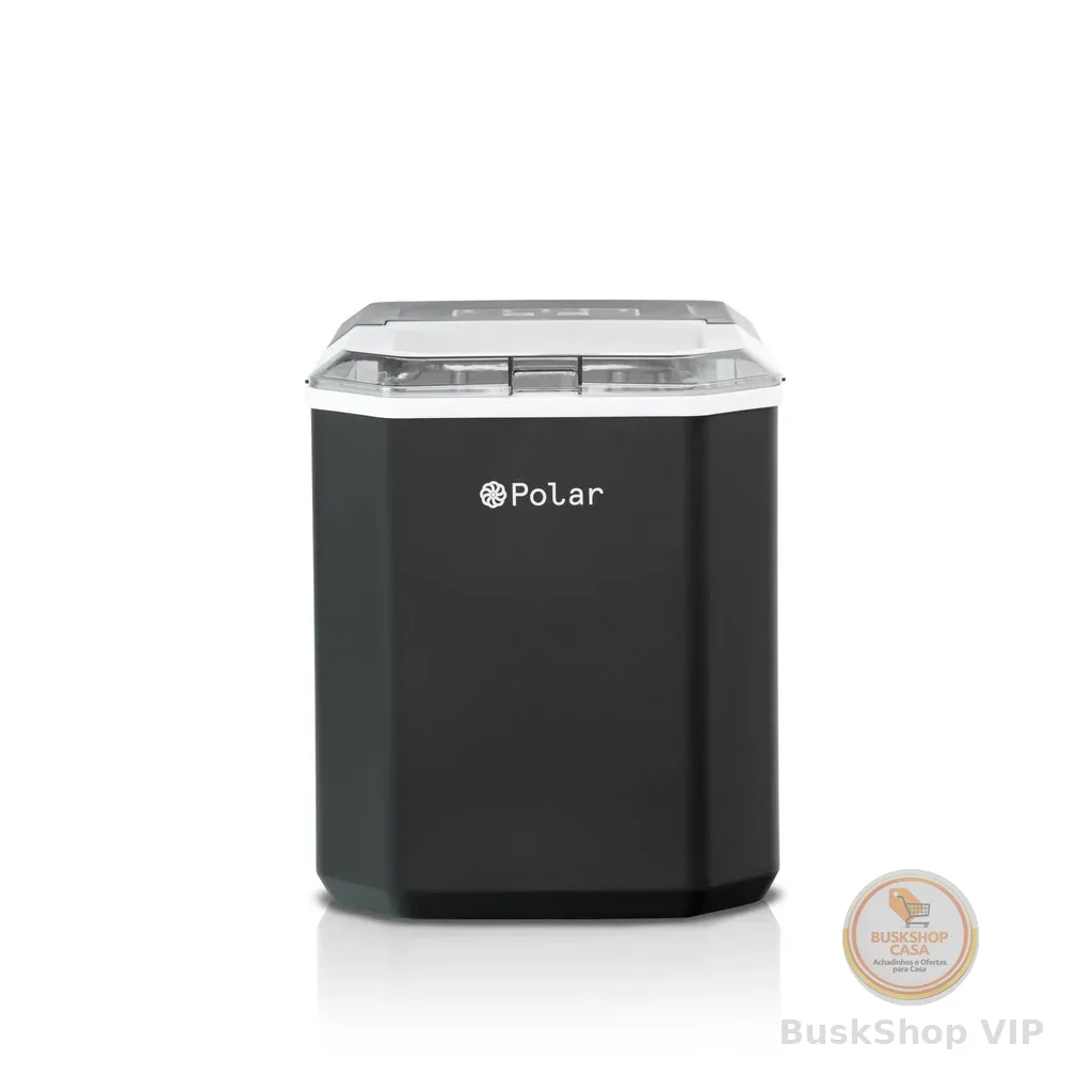 🛍️ Máquina de Gelo Turbo Polar -  Ice Maker Preto 12kg Dia!