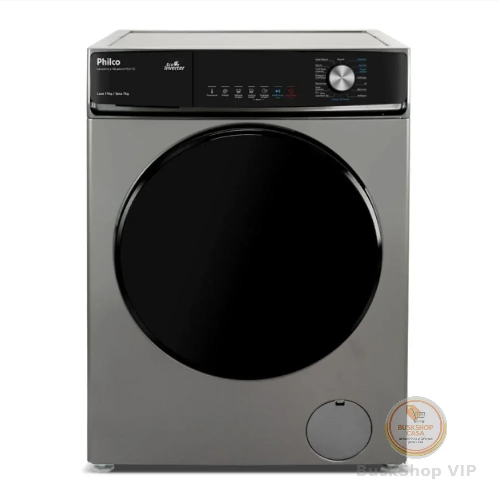 🛍️ Lava e Seca Philco 16 Programas  PLS Eco Inverter 10kg Titanium