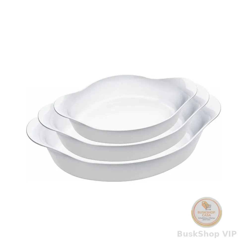 Conjunto de Assadeiras Nadir Opaline em Vidro 3 Peças