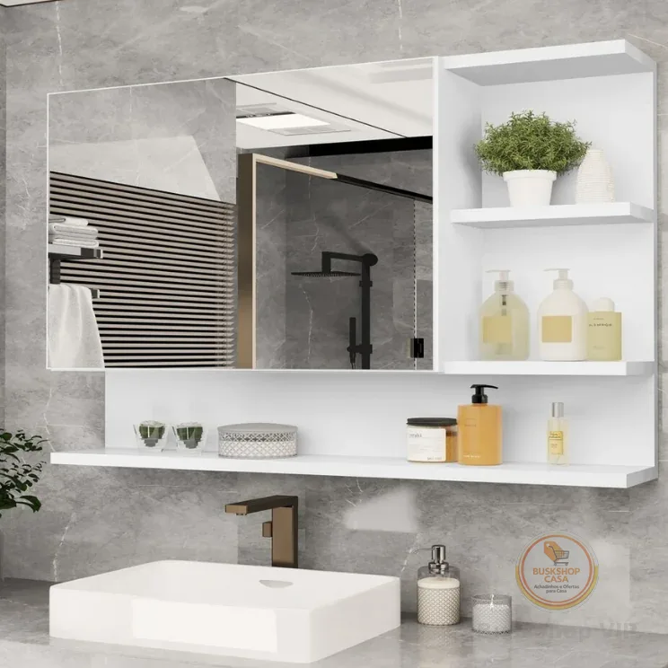 🛍️ QUEIMA DE ESTOQUE! Armário Espelheira com Porta Cleo  - VÁRIAS CORES.