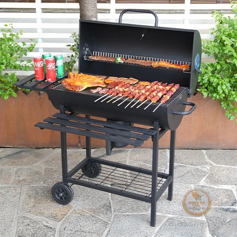 🛍️ YESOP Churrasqueira a Carvão  Portátil Grande para Terraço Externo Cor Preto