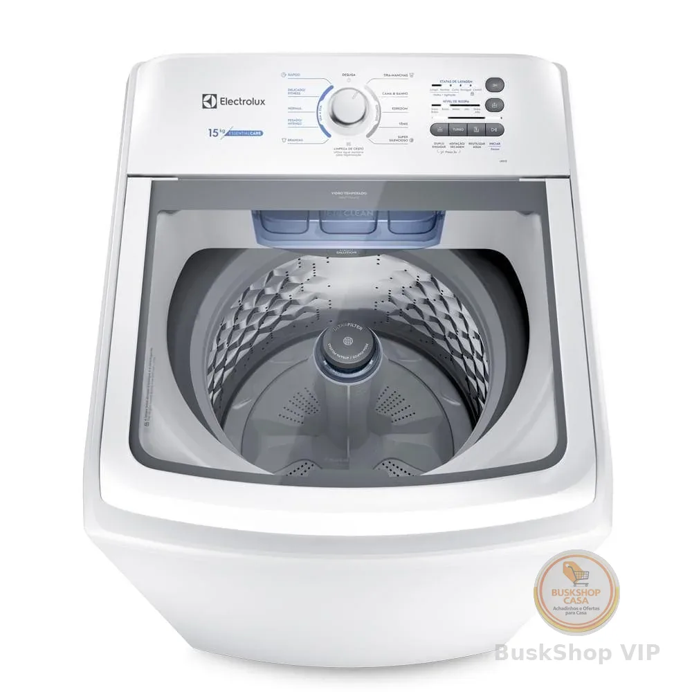 Máquina de Lavar Electrolux 15kg Branca Essential Care com Cesto Inox e Jet&Clean (LED15)