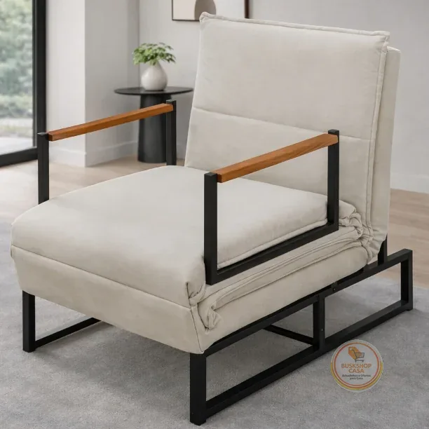 🛍️ Poltrona Do Papai Reclinável Retrátil Versátil Macia Moderna Apoio Para Pés  Puff Cama Braço  Descanso