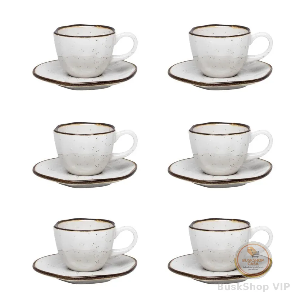 Conjunto de 6 Xícaras Pequenas 75ml Com pires Ryo Maresia