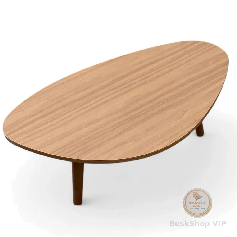 Mesa de Centro Orgânica Pés Palito em Madeira 90x52cm