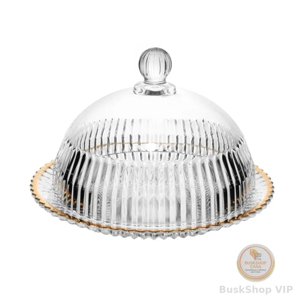 Queijeira Imperatriz de Cristal Fio de Ouro 20cm - Wolff
