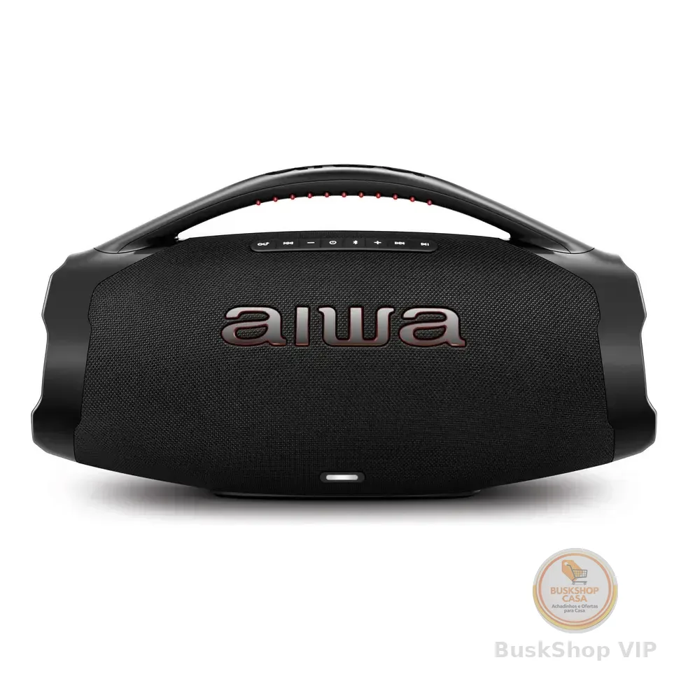 Caixa De Som Boombox Aiwa Aws-bbs-01b 200w Ip66 30hs De Bateria Preto 127/220v
