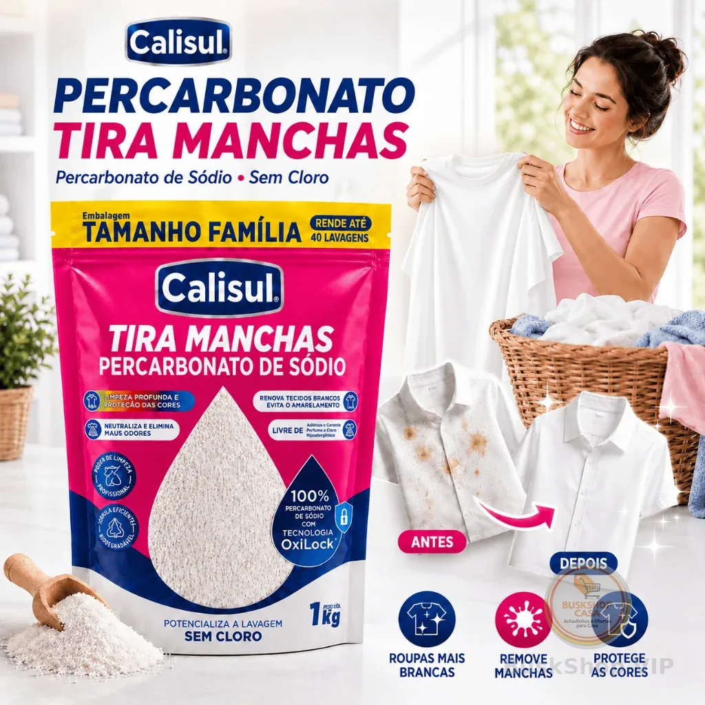 Tira Manchas Sem Cloro 1kg - Remove Manchas Difíceis Café Vinho Gordura - Pó Oxigênio Ativo Seguro