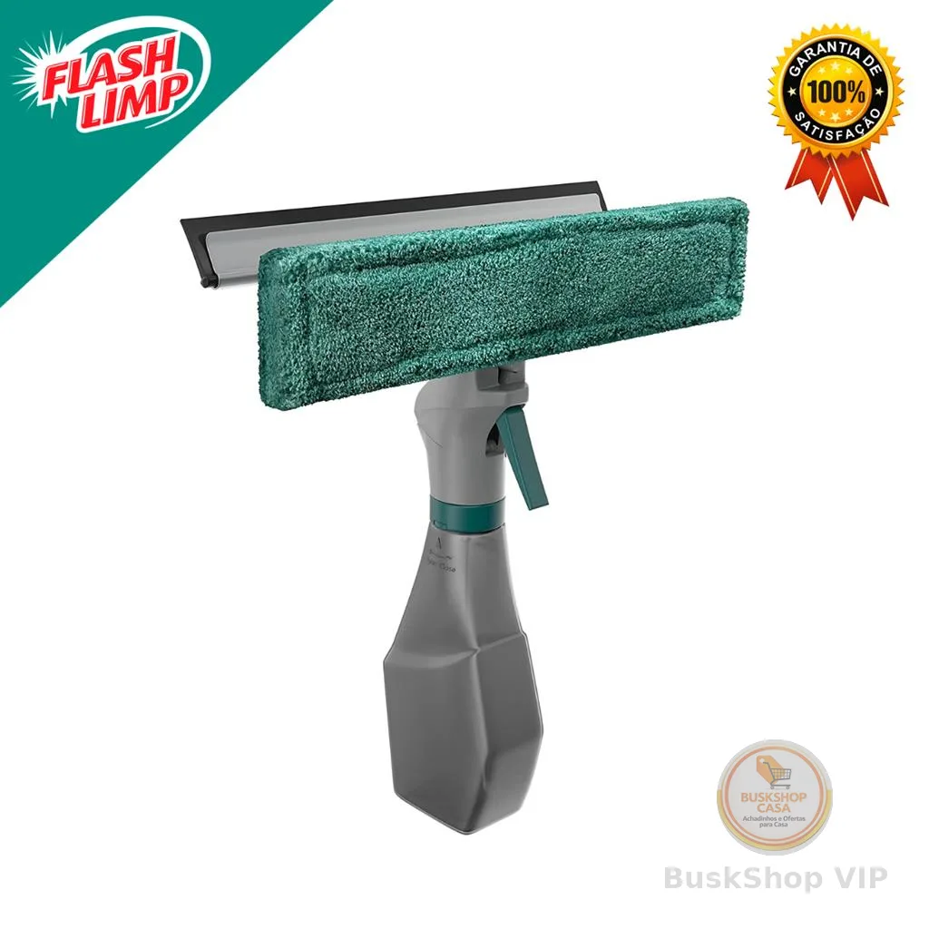Limpa Vidros Spray, Rodinho e Limpeza, Reservatorio 230 ml, Verde, Flash Limp