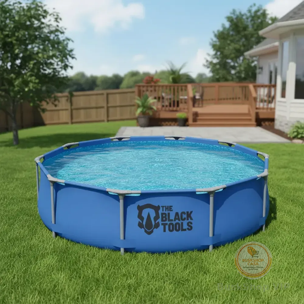 Piscina Redonda Estrutural Plástico 6500 Litros 3.60m Azul Lisa