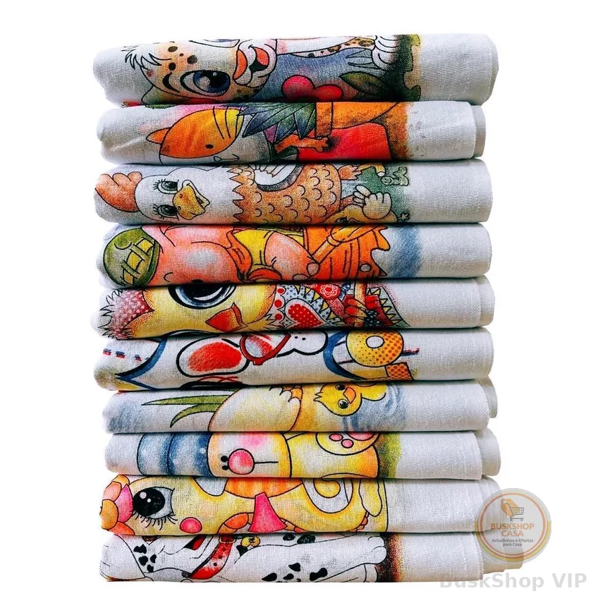 Pano De Prato Estampado Bainha Kit Com 10 Peças