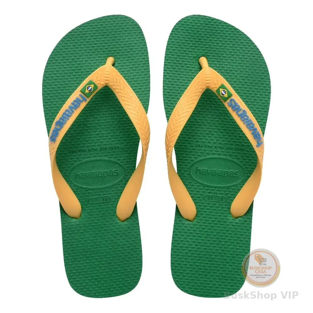 Chinelo Havaianas Brasil Logo Amarelo Pop 41/42