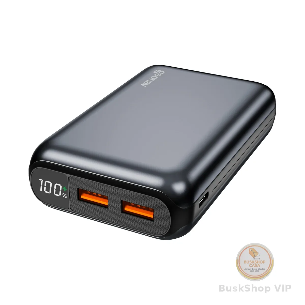 Geonav Power Bank, Carregador Portátil Universal 20.000mAh, USB-A (até 18W) + USB-C (até 20W), Compacto, Carregamento Rápido, Pass Through, Led Indicador de Bateria, PB20K20WSG, Cinza espacial