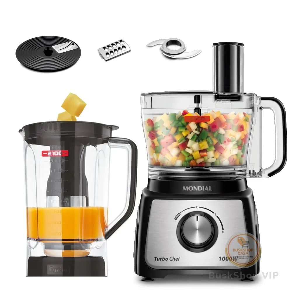 MONDIAL Multiprocessador Turbo Chef 5 em 1, Preto, 1000W, 220V - MPN-01-B