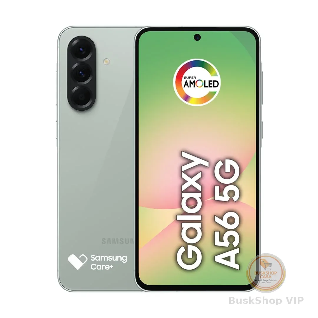 Smartphone Samsung Galaxy A56 5G 128GB, 8GB RAM, Câmera 50MP, IP67, Super AMOLED 6.7", Recursos AI, Verde