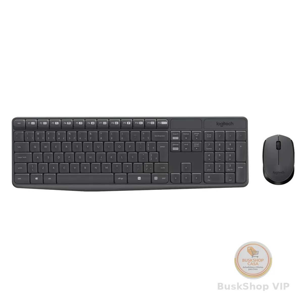 Combo Teclado e Mouse sem fio Logitech MK235 com Conexão USB, Pilhas Inclusas e Layout ABNT2