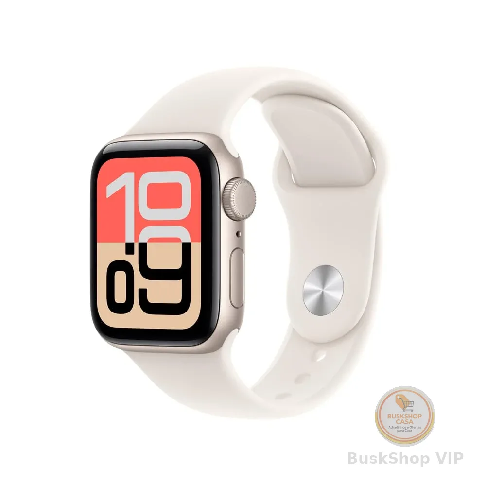 Apple Watch SE 3 GPS, Caixa em alumínio luz das estrelas de 40 mm com Bracelete desportiva luz das estrelas - P/M