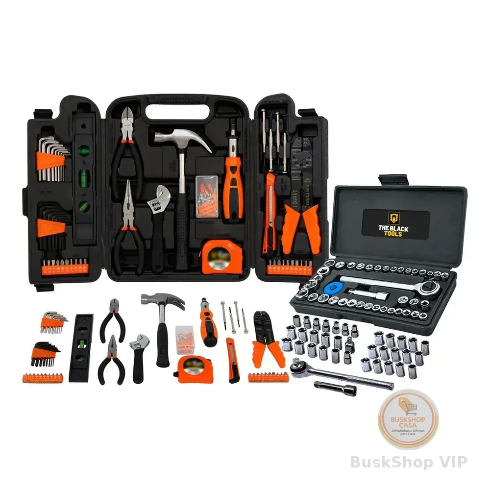 Kit Jogo De Ferramentas Completo C/ Soquetes E Chaves Tbt12940k The Black Tools Preto