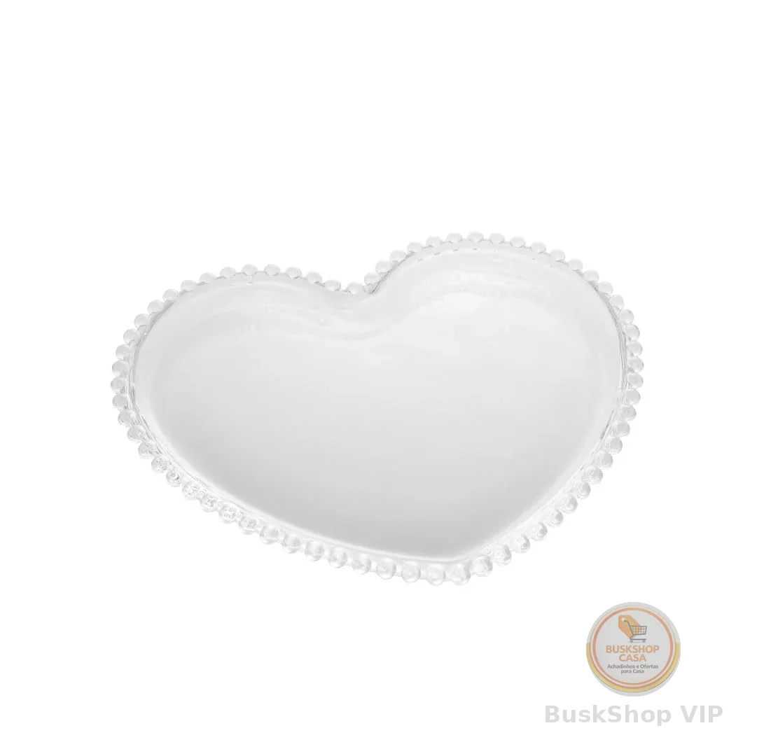 WOLFF - Prato de Cristal Coração 20cm x 17cm x 2cm - Linha Pearl
