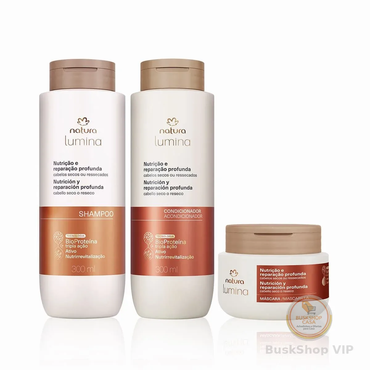 Kit Lumina Nutrição e Reparação Shampoo, Condicionador e Máscara (3 produtos)